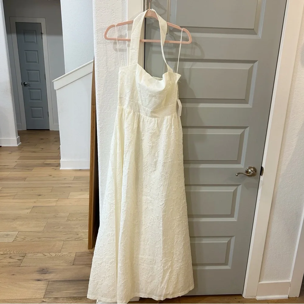 NWT Reformation Edessa Halter Maxi Dress Gown Ivory - Picture 2 of 7